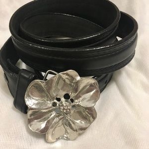 Gardenia Silver Buckle Genuine Leather Belt